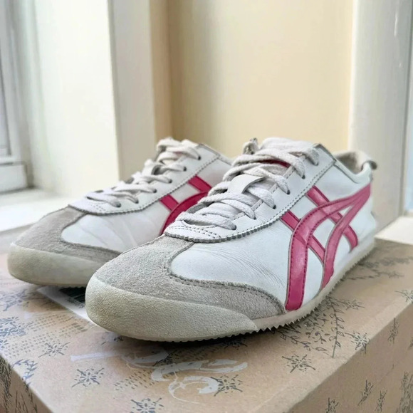 Onitsuka Tiger Mexico 66 ASICS Sneaker Shoes in White Pink Womens 8 - Picture 9 of 10